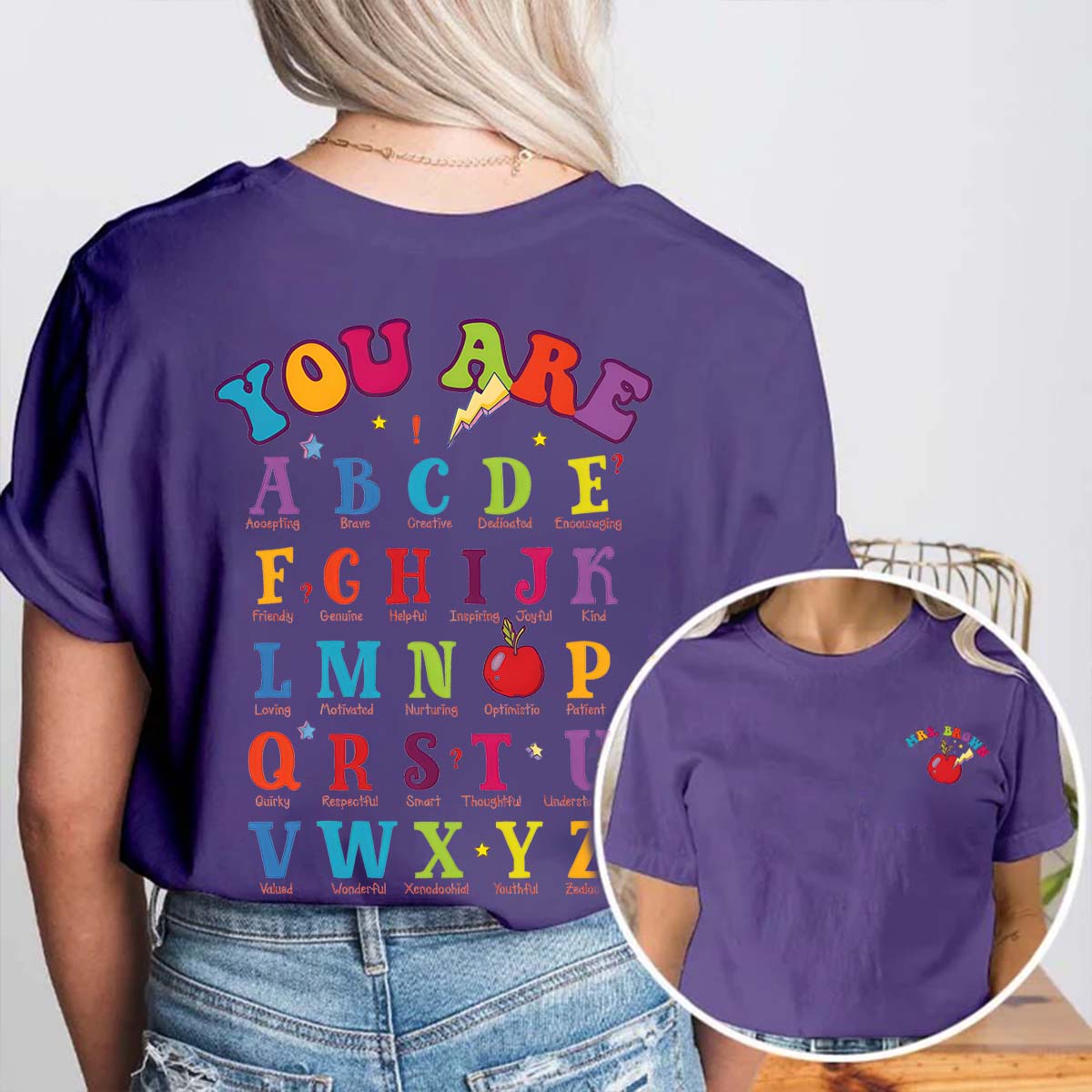 Personalized Name You Are Brave Apple Double Printed T-shirt