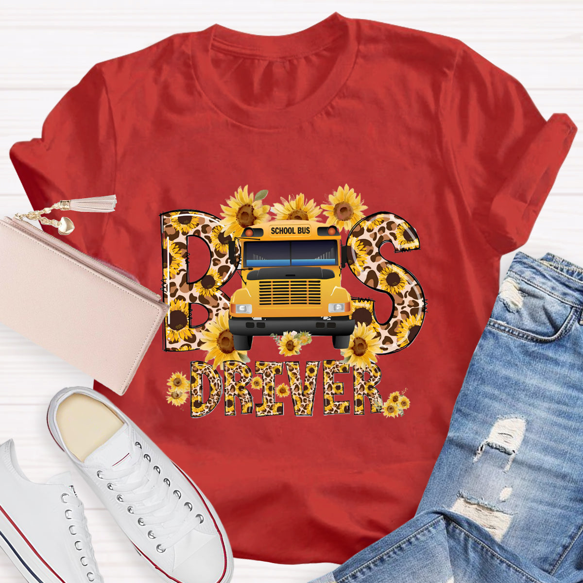 Sunflower School Bus Driver T-Shirt