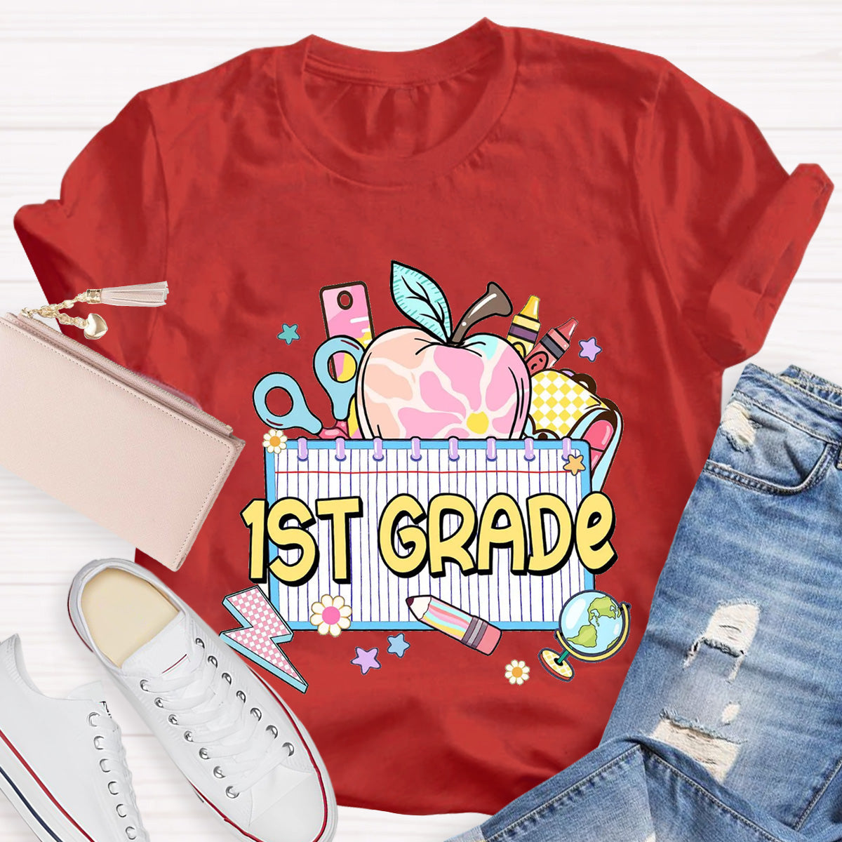 Personalized Grade Teacher Books Apple T-Shirt