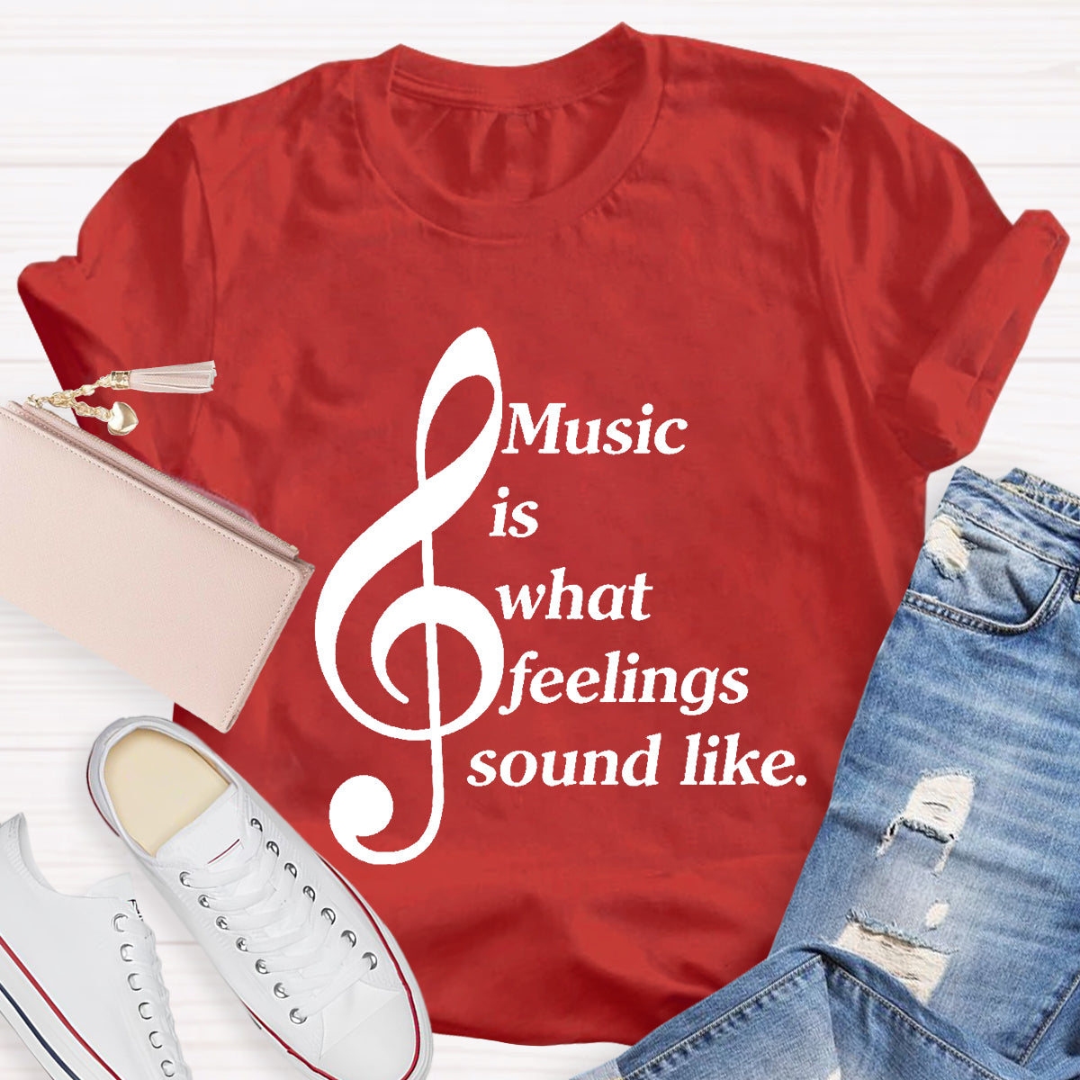 Music Is What Feelings Sound Like Teacher T-Shirt