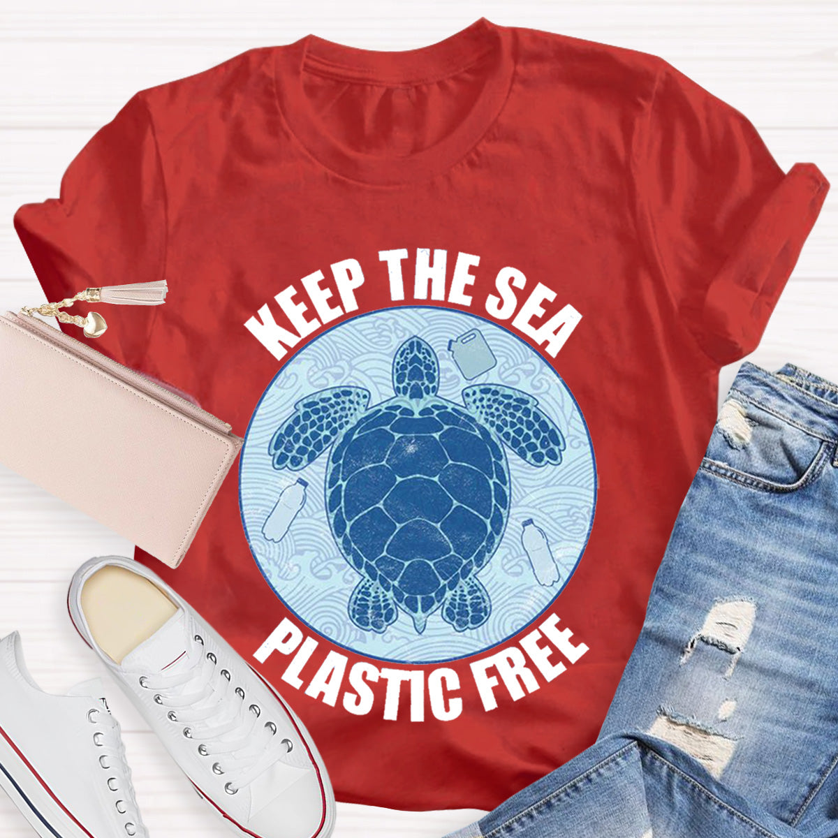 Keep Sea and Plastic Free Teacher T-Shirt