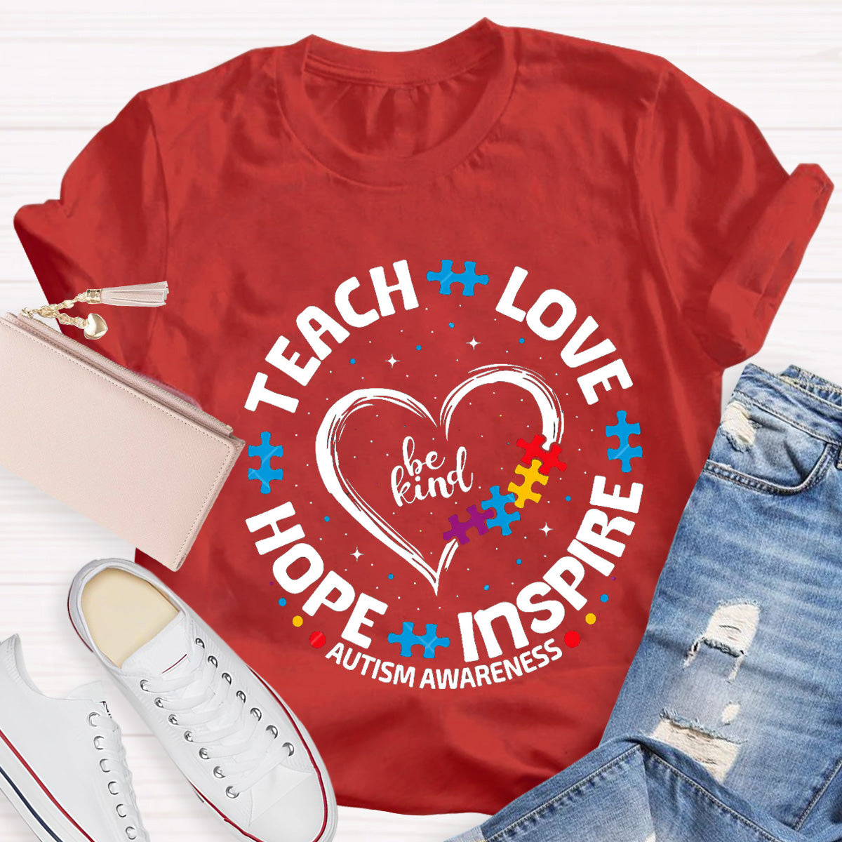 Be Kind Teach Love Hope Heart Teacher T-Shirt