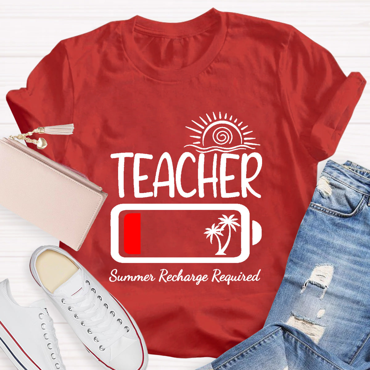 Summer Recharge Required Teacher T-Shirt