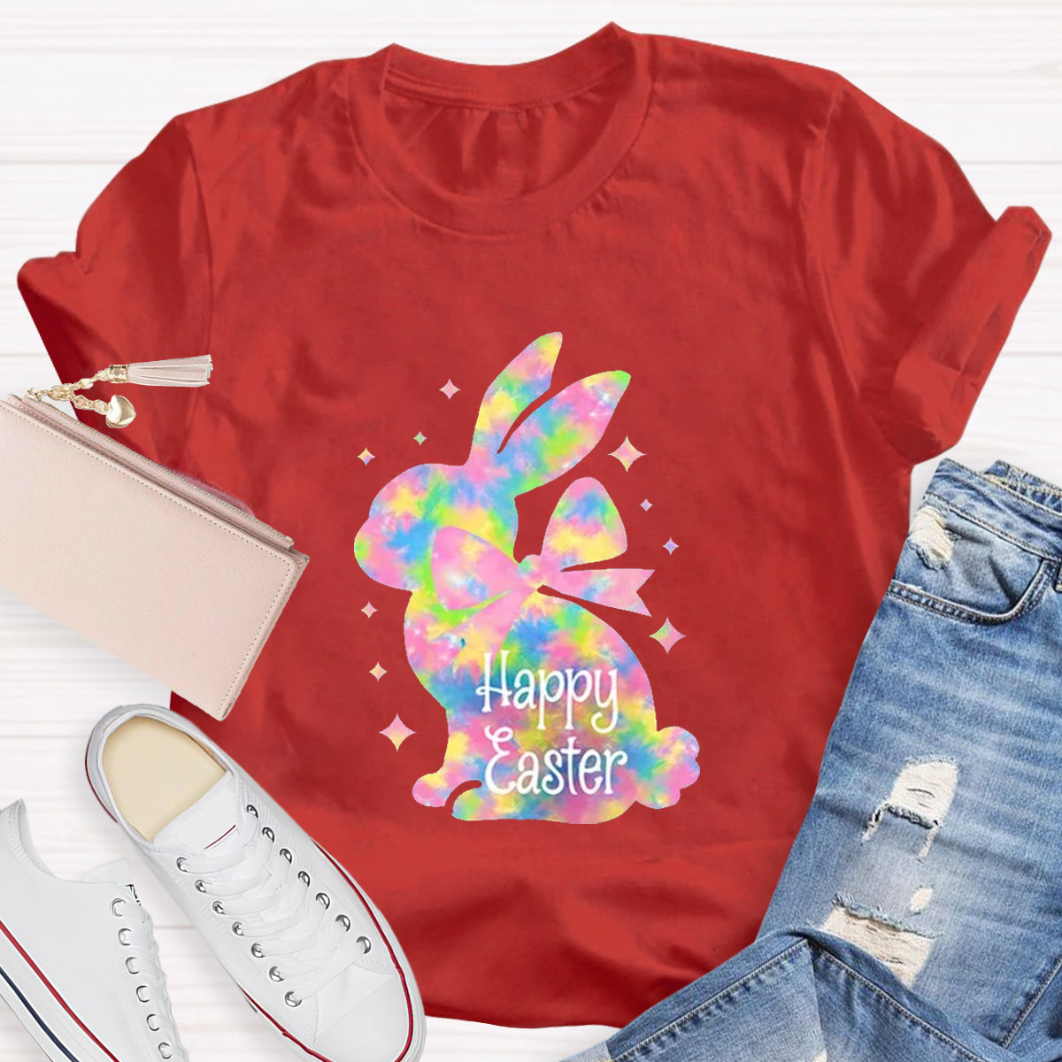 Happy Easter Colorful Bunny Teacher T-Shirt
