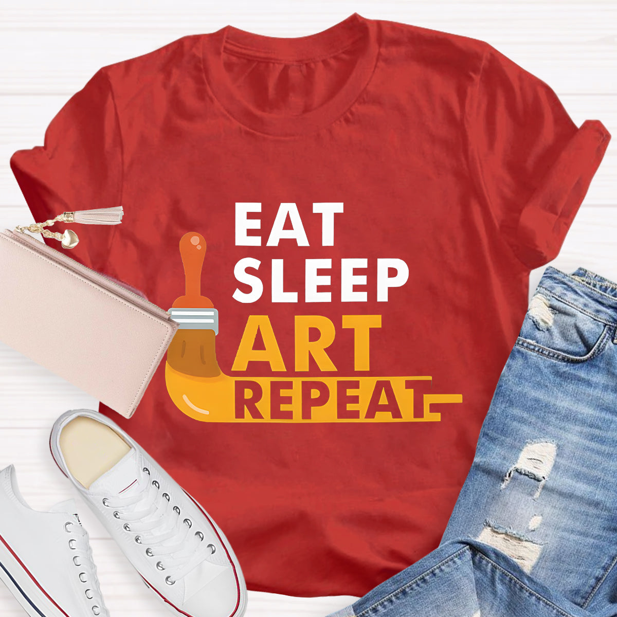 Eat Sleep Art Repeat Teacher T-Shirt
