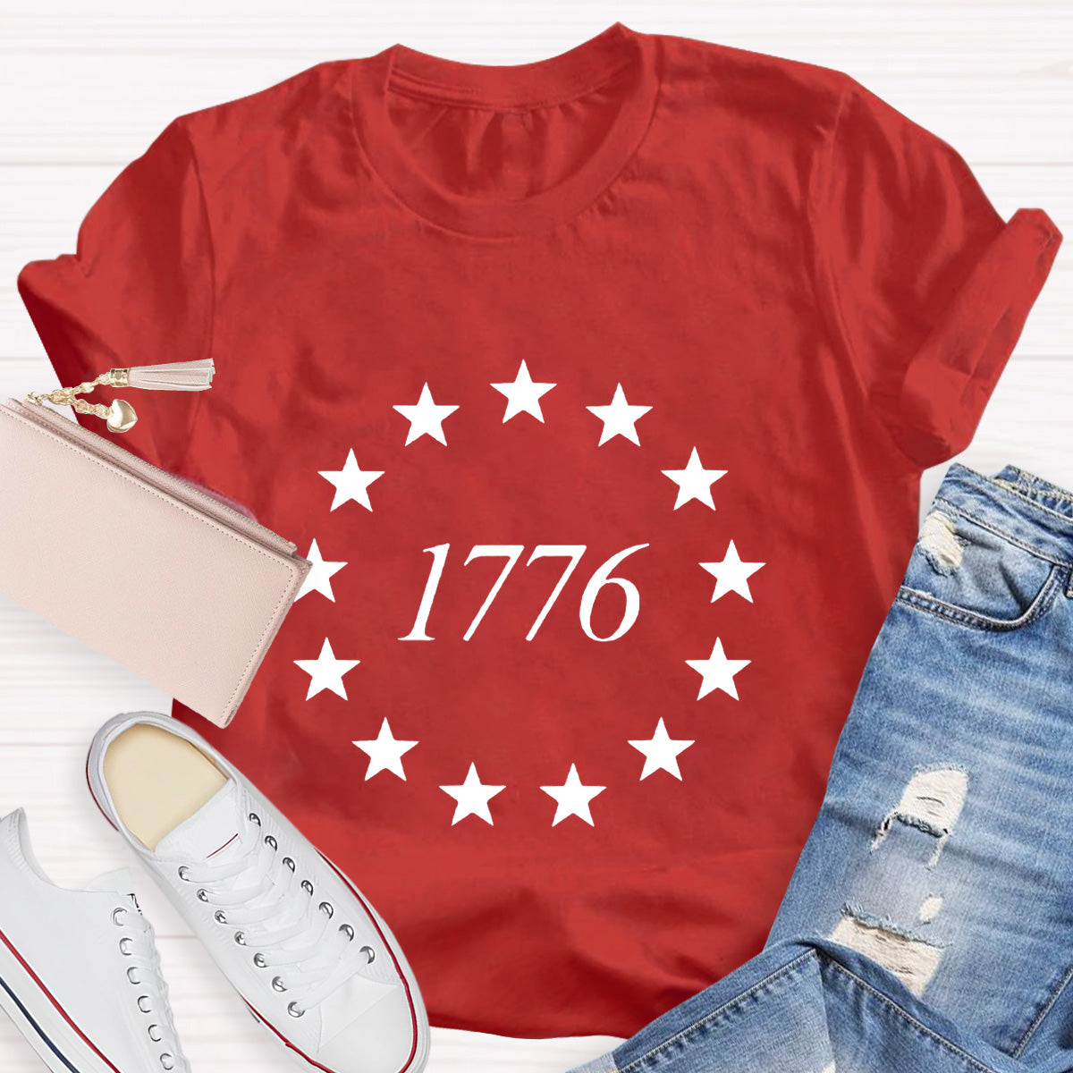 Black Star 1776 Teacher T-Shirt