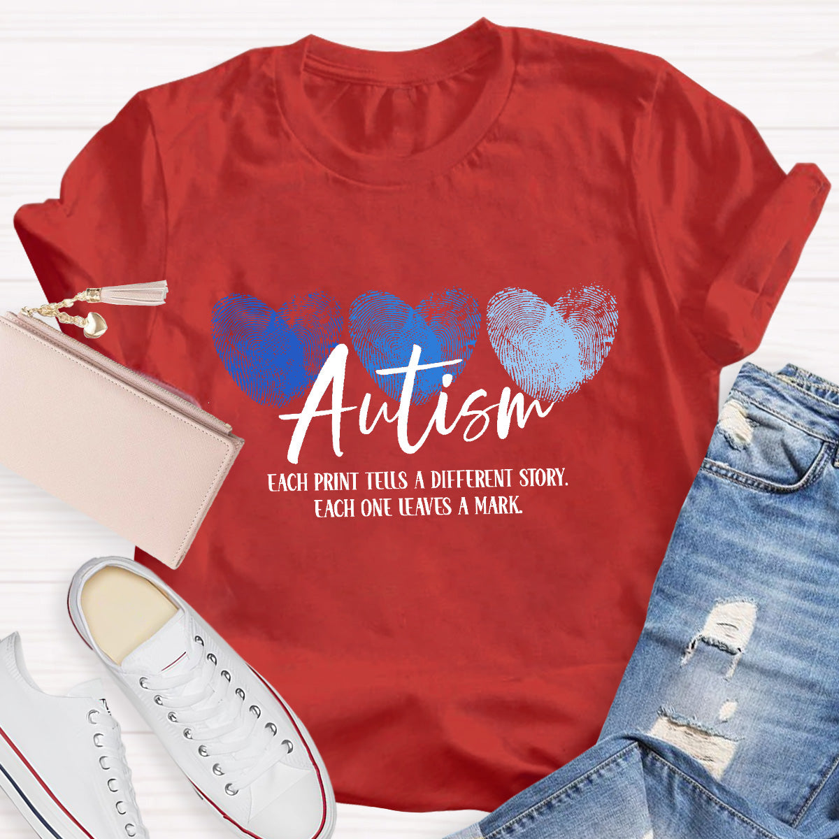 Autism Each One Leaves A Mark Teacher T-Shirt