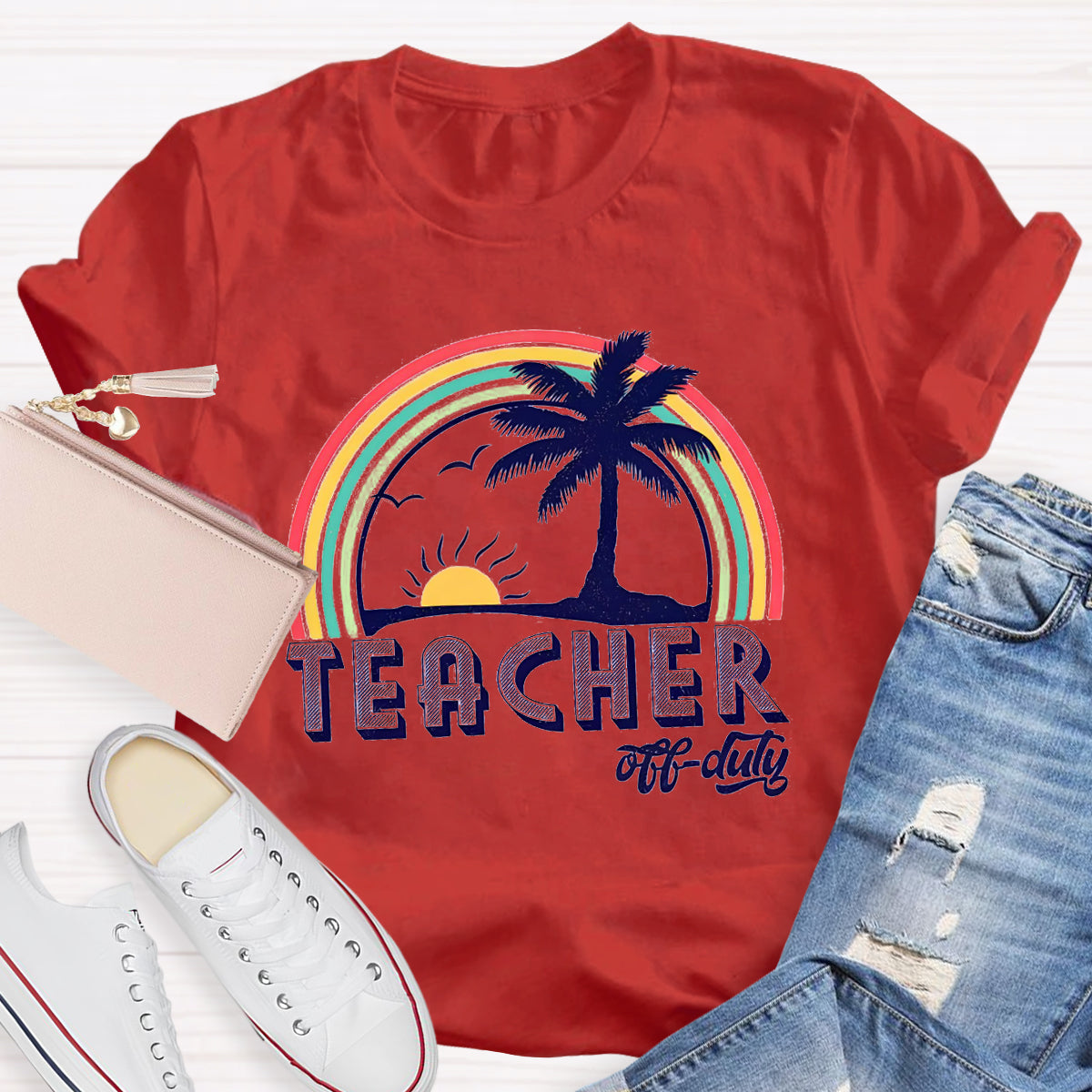 Teacher Of Duty Rainbow Sunshine T-Shirt