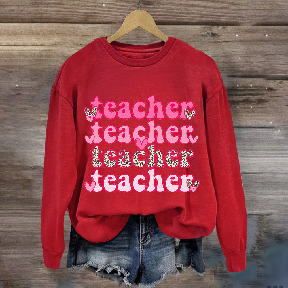 Valentine's Day Pink Teacher Sweatshirt