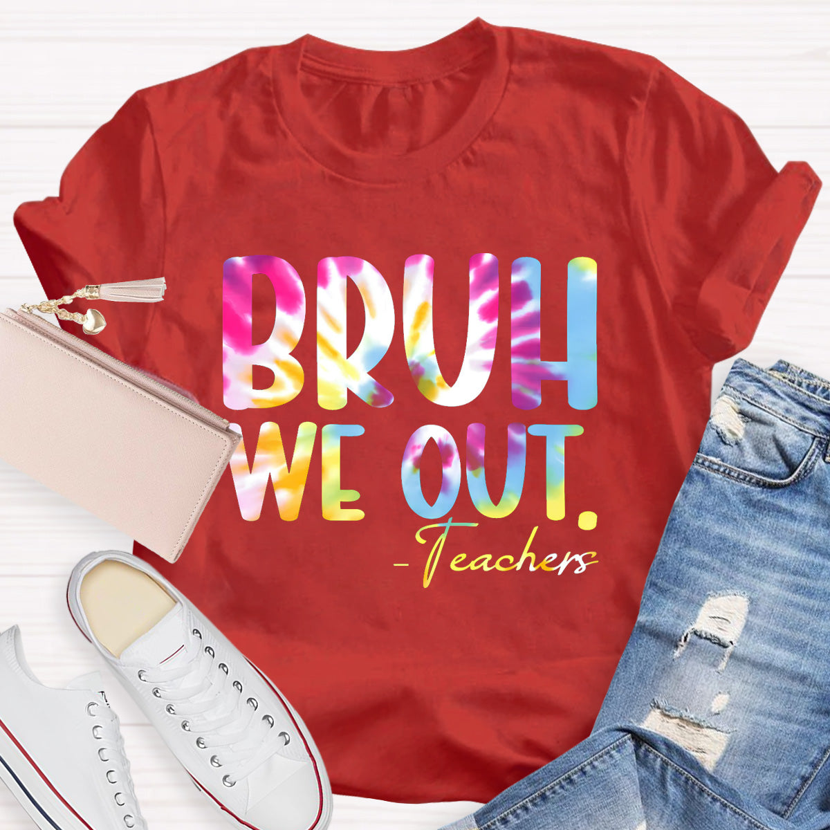 Coloful Bruh We Out Teachers T-Shirt