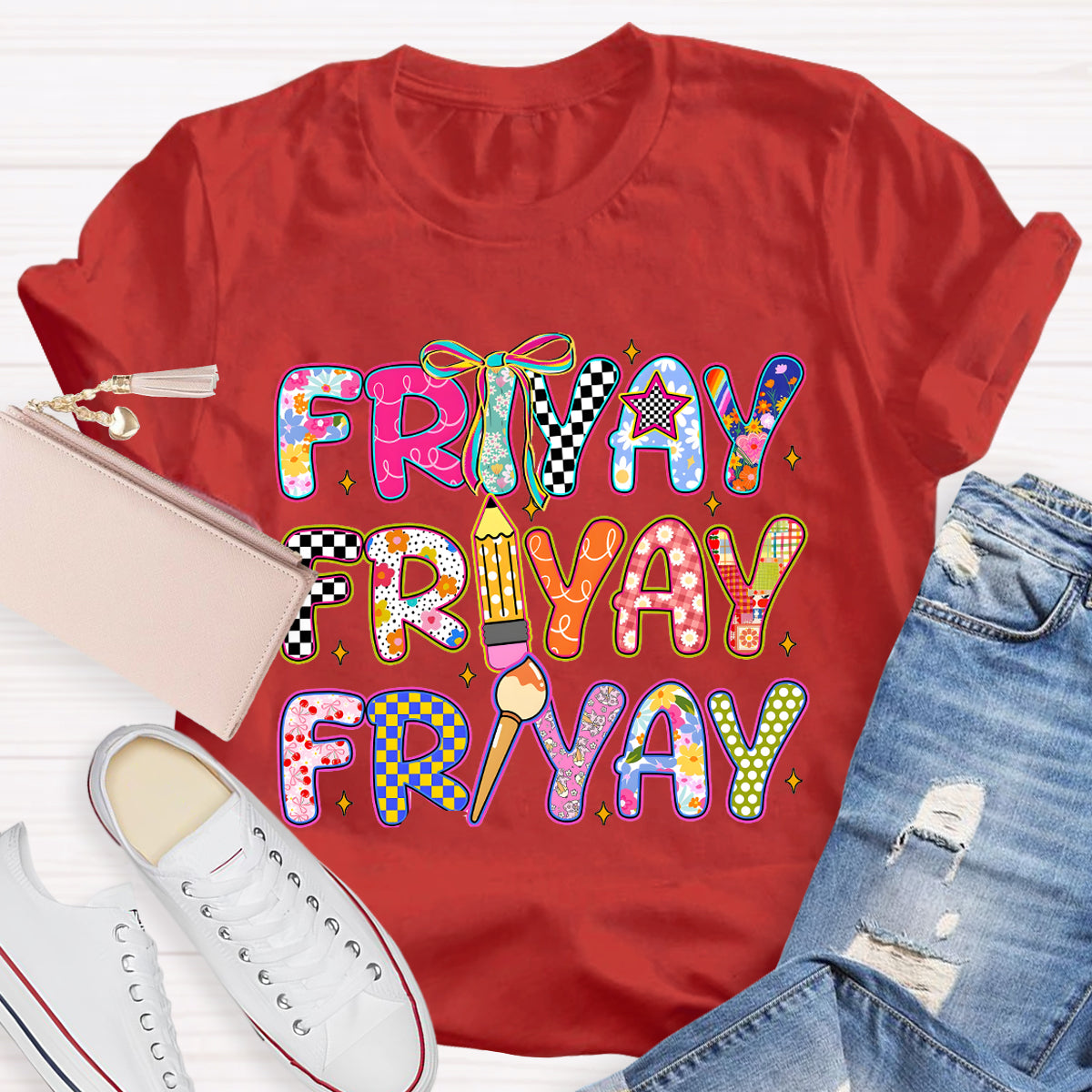 Friyay Star Pencil Teacher T-Shirt