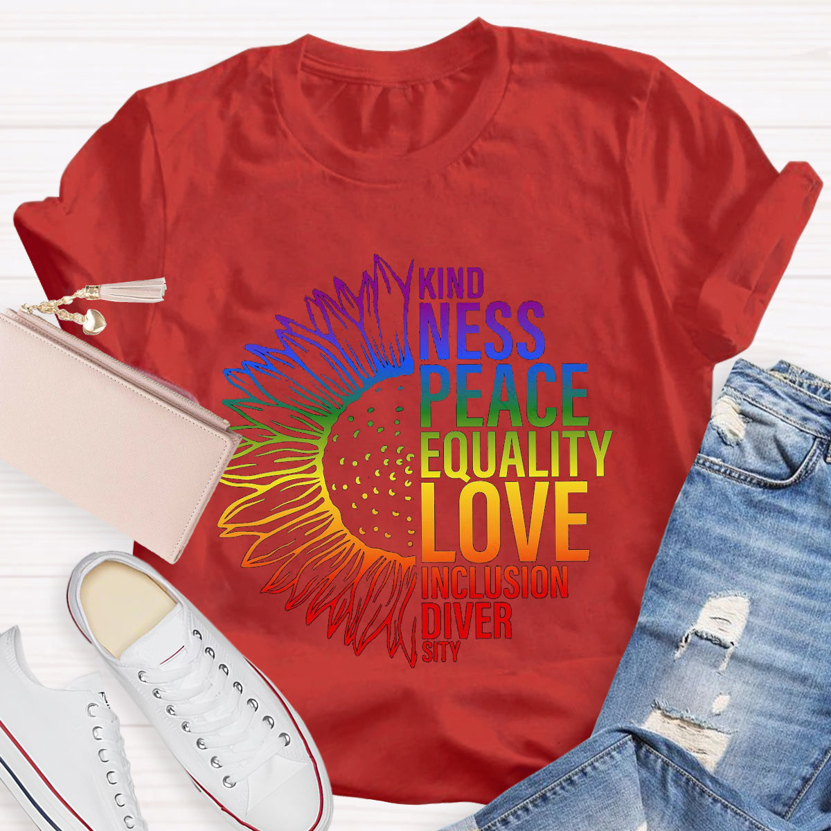 Kind Peace Love Teacher T-Shirt