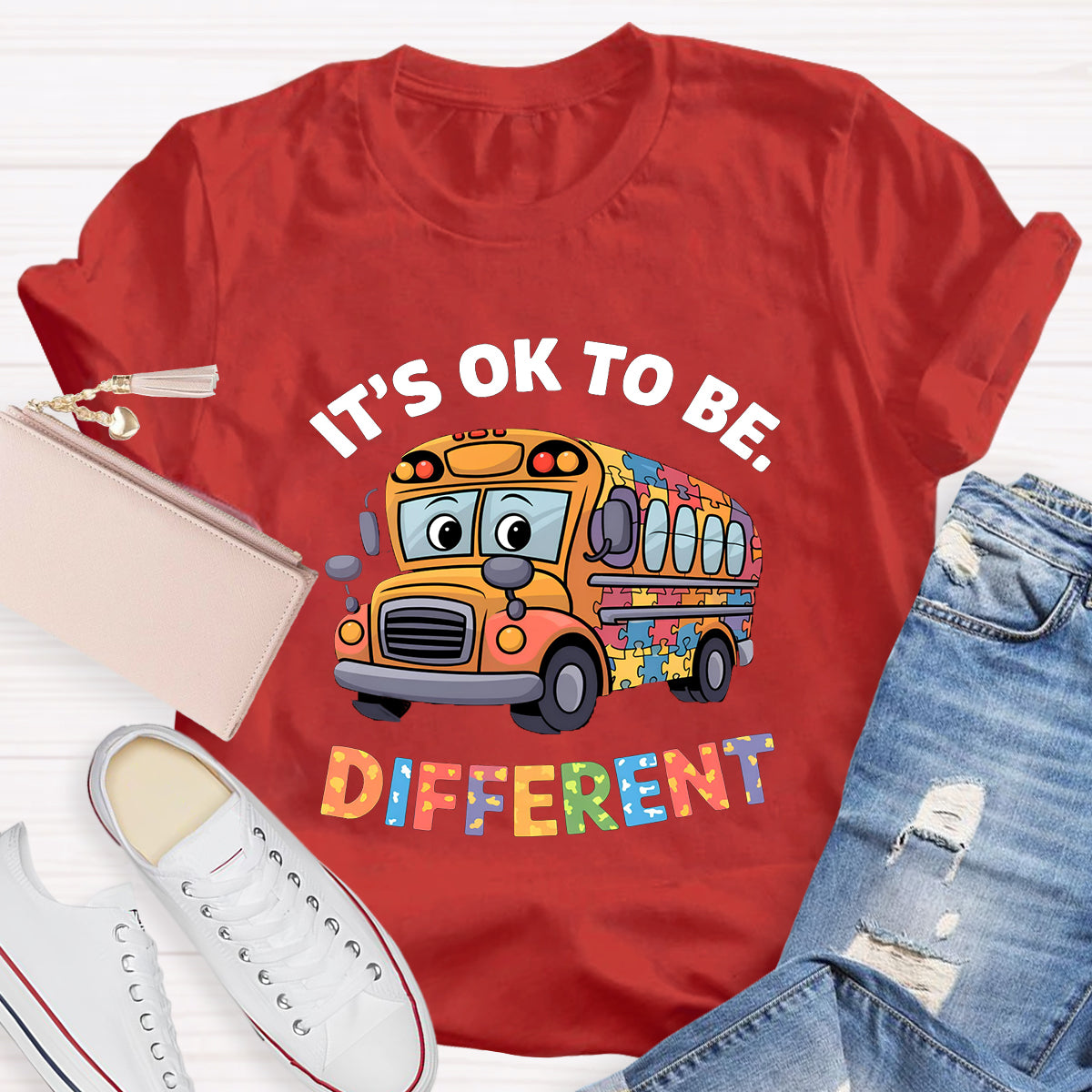 It's OK To Be Different School Bus Teacher T-Shirt