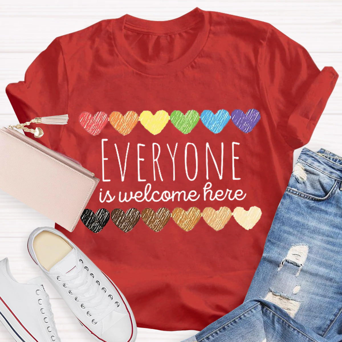Everyone Is Welcome Here Teacher T-Shirt