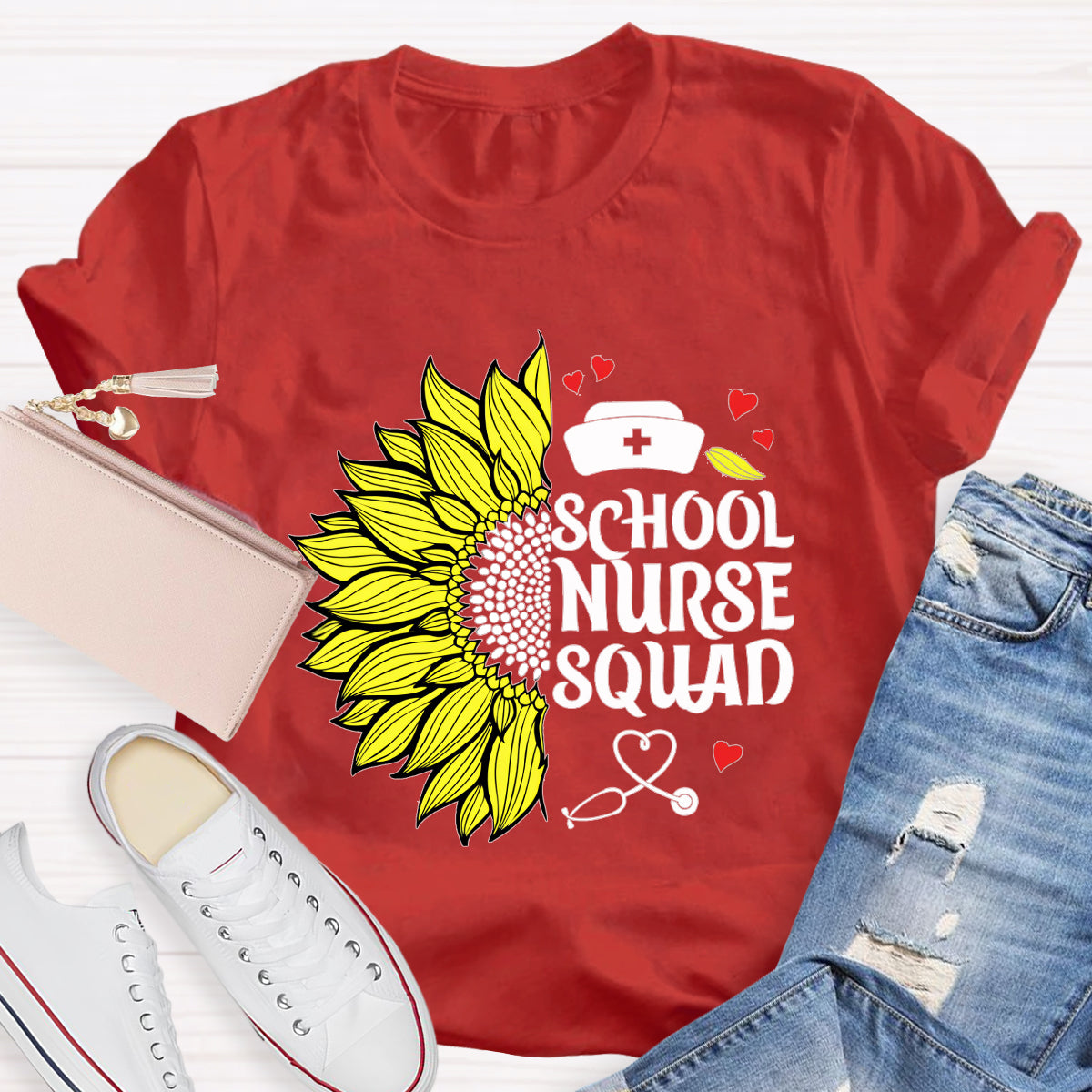 School Nurse Squad Sunflower T-Shirt