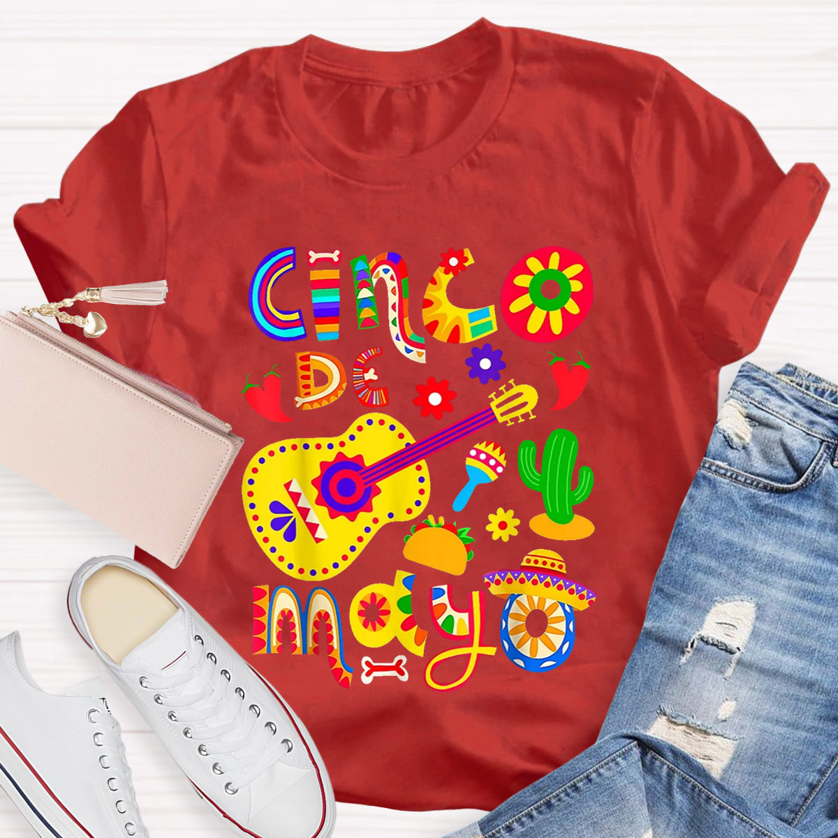 Cinco De Mayo Flower Teacher T-Shirt