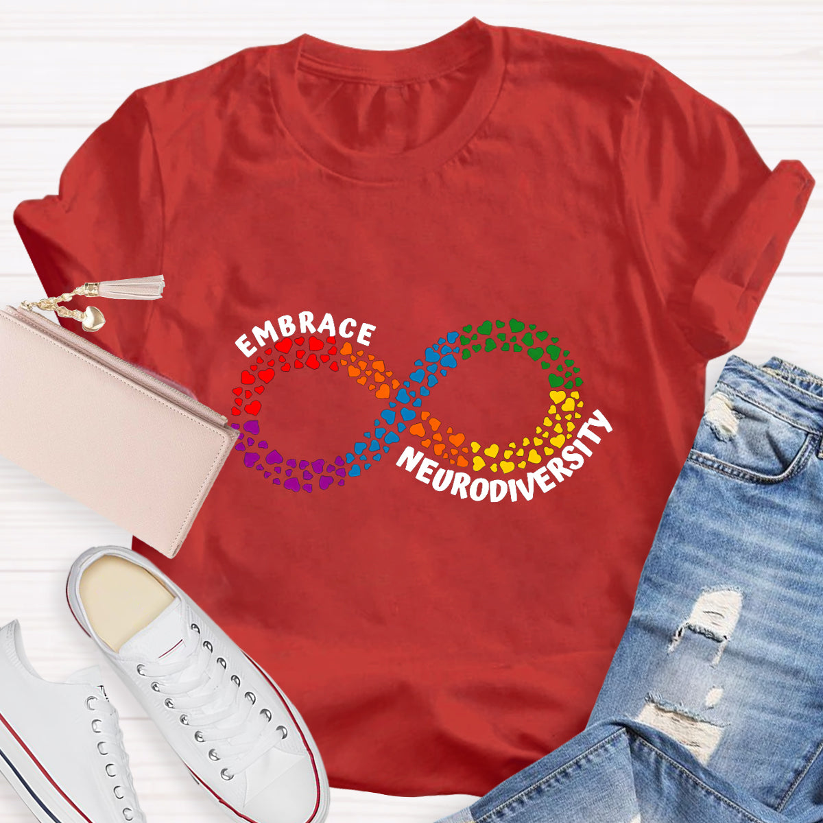 Embrace Neurodiversity Heart Infinity symbol T-Shirt