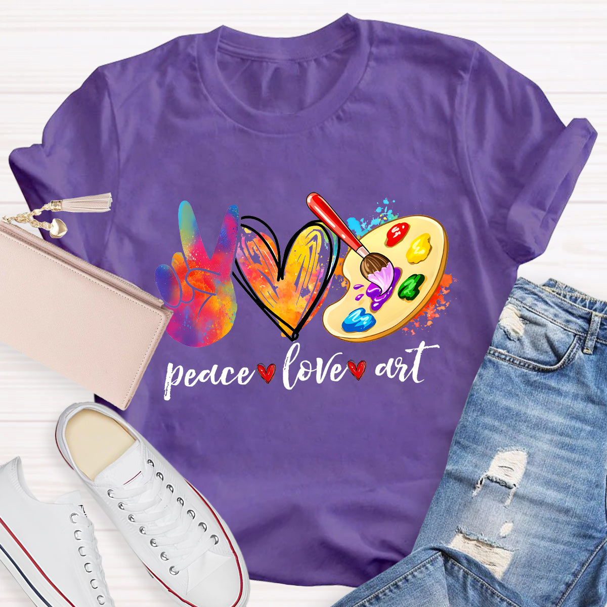 Peace Love Art Teacher T-Shirt