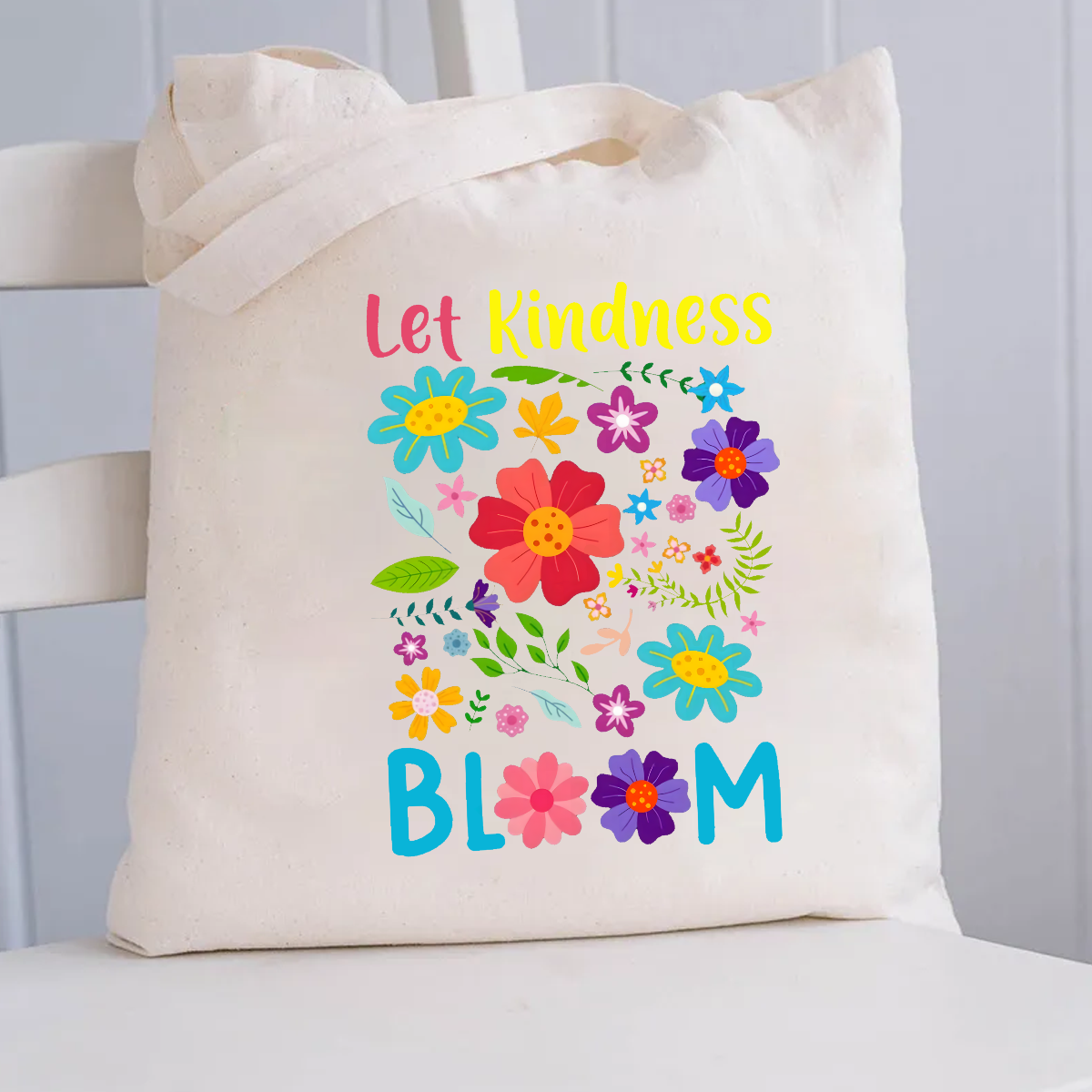 Let Kindness Bloom Floral Canvas Tote Bag