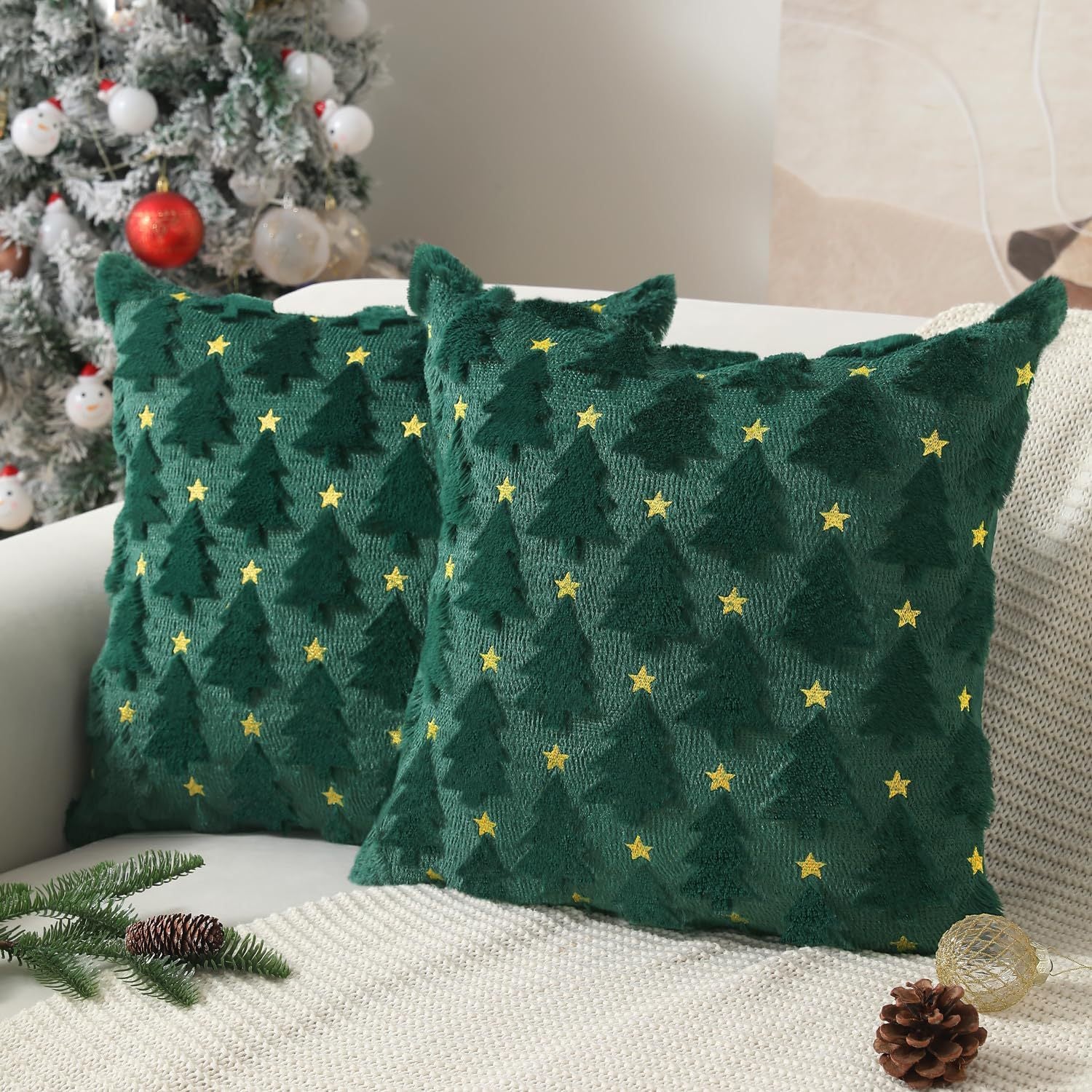 Christmas Pillow Solid Color Quilted Plush Pillowcase