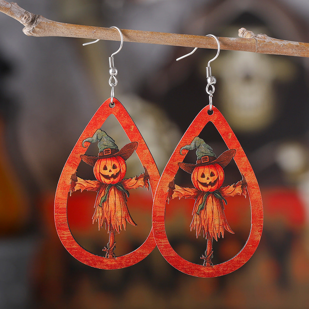Pumpkin Scarecrow Teardrop Earrings