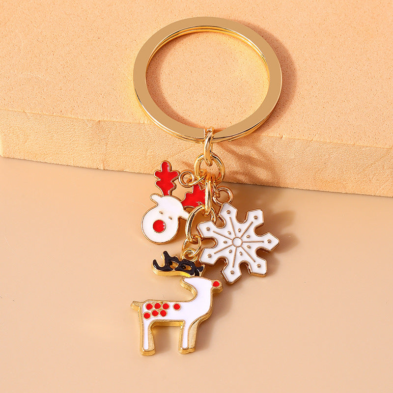 Snowflake Elk Ornament Cartoon Animal Keychain Pendant