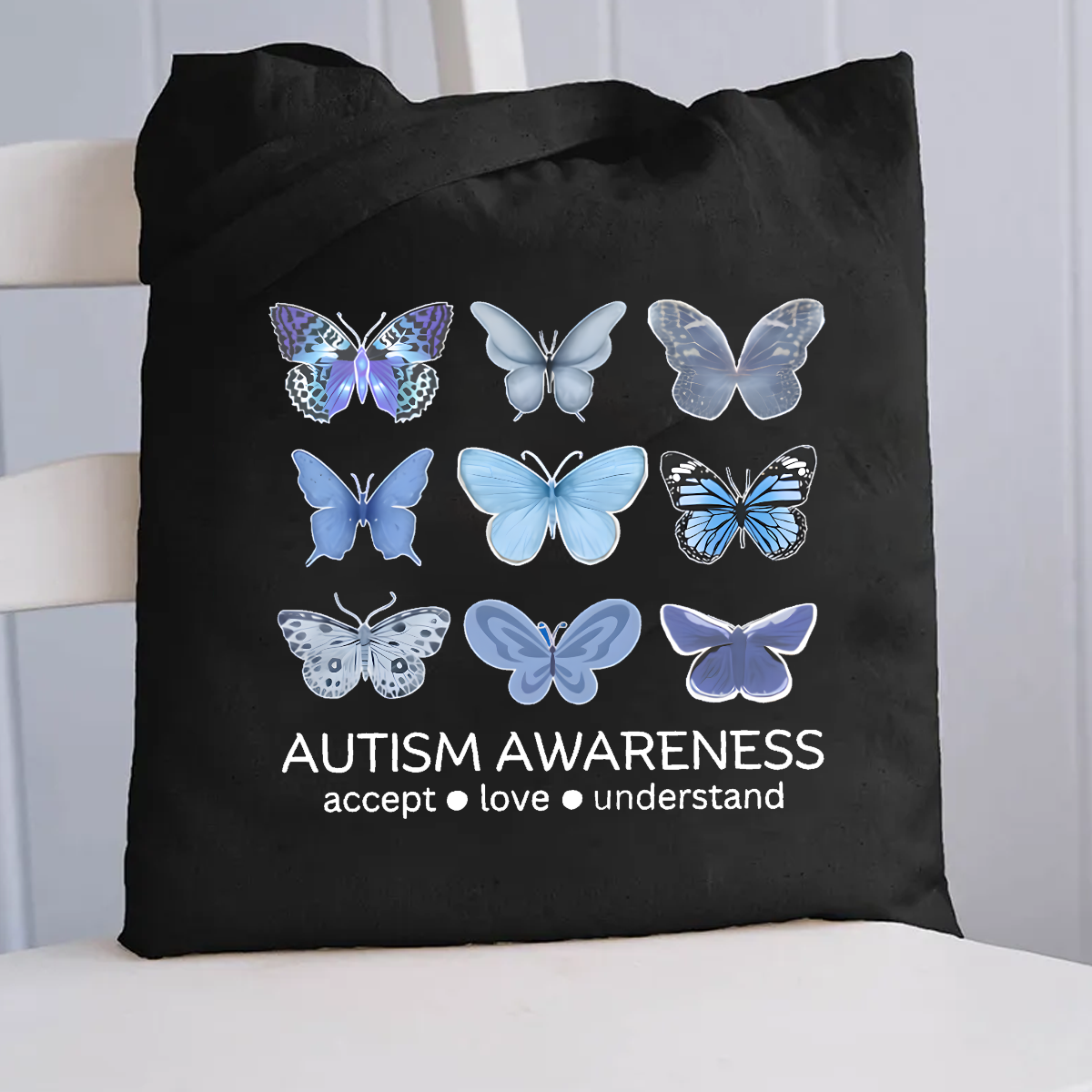Autism Awareness Butterfly Canvas Tote Bag