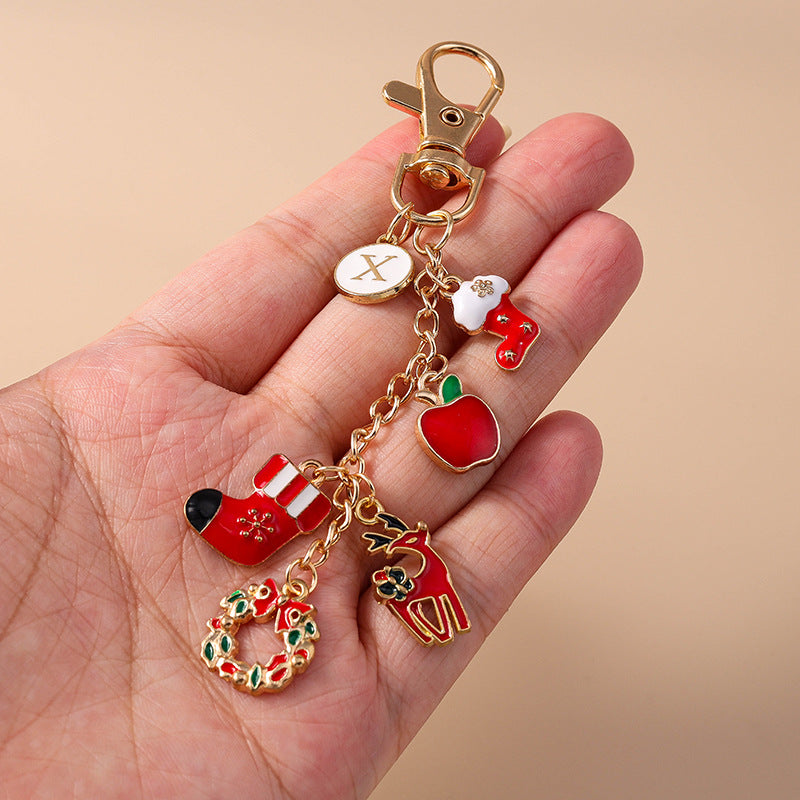 Letter Wreath Tree Socks Keychain Bell Rainbow
