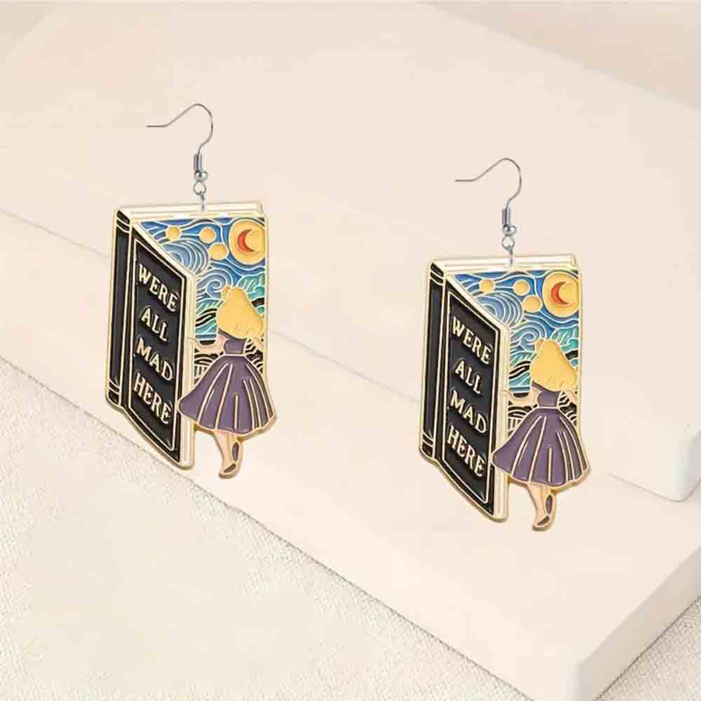 Art fairy tale book earrings