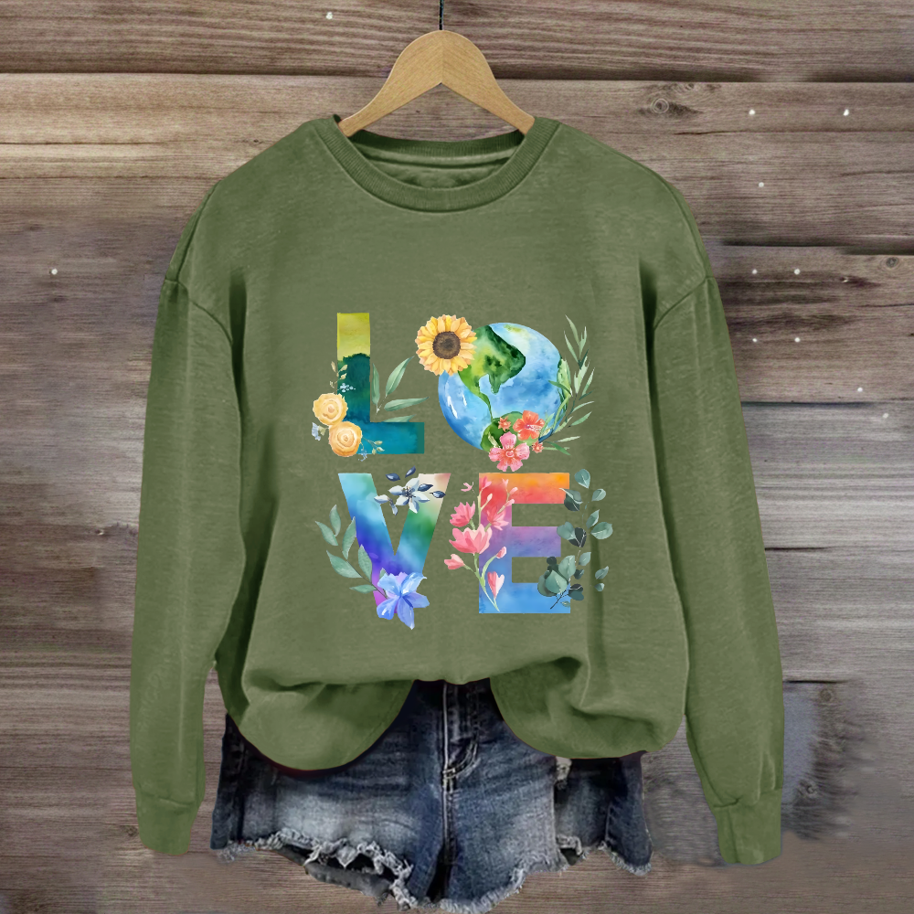 Love Our Planet Earth Day Teacher Sweatshirt