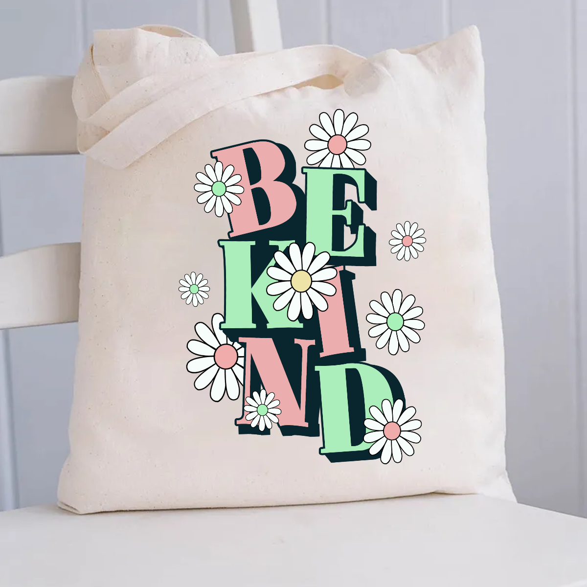Be Kind Flower Design Teacher Canvas Tote Bag