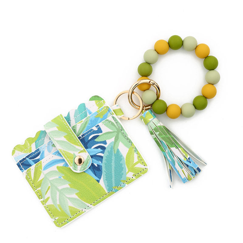 Silicone Bead Bracelet Keychain Printed Card Holder Bow