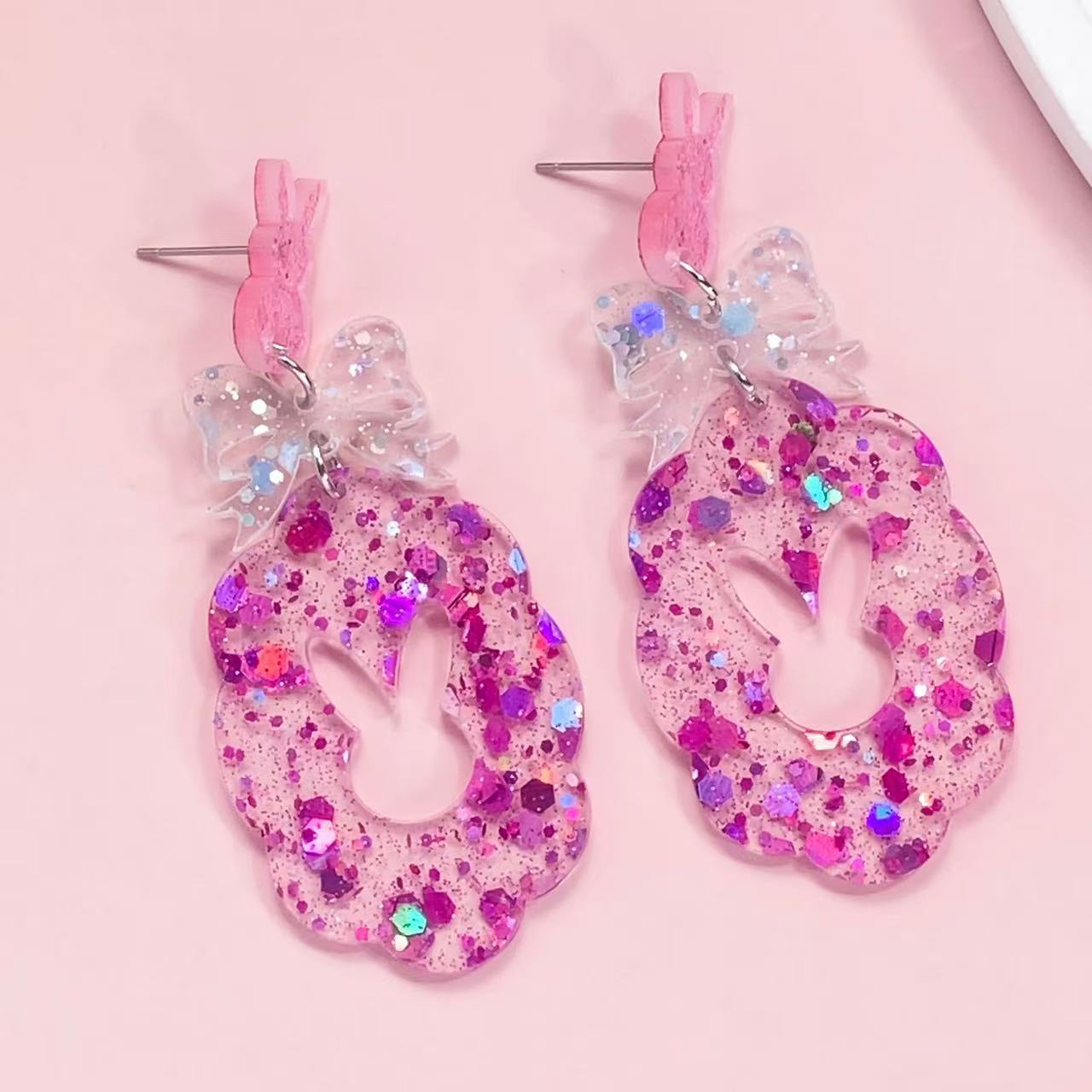 Baby'S Breath Bunny Earrings And Bow Stud Earrings