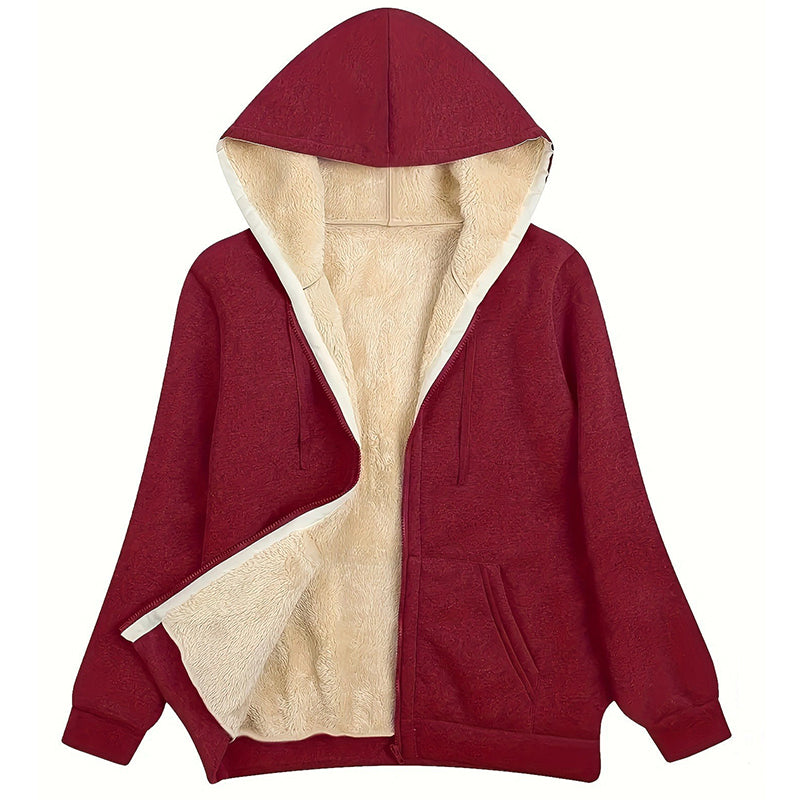 Cozy Plush Hooded Sweatshirt Jacket for Women