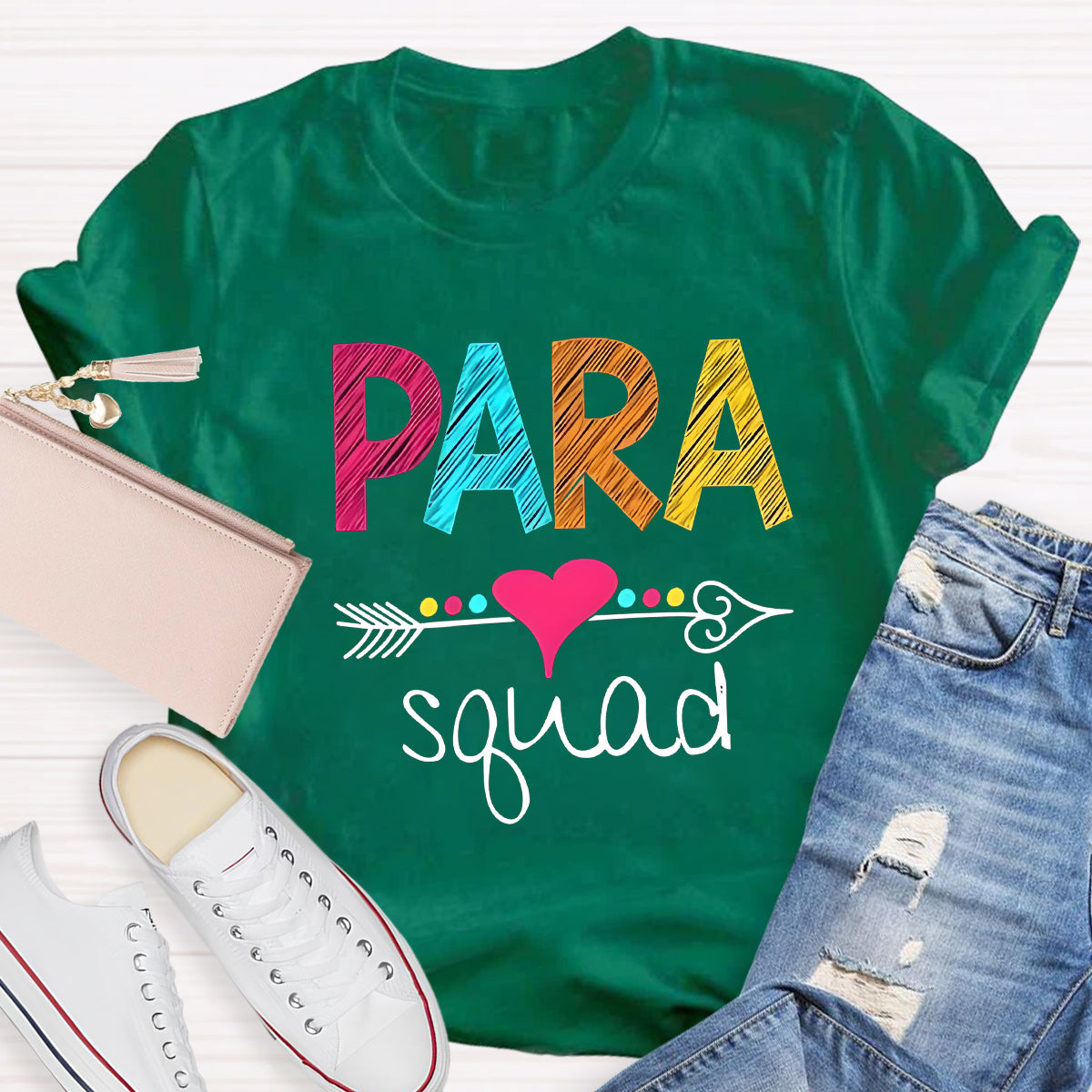 Para Squad Pink Heart Teacher T-Shirt