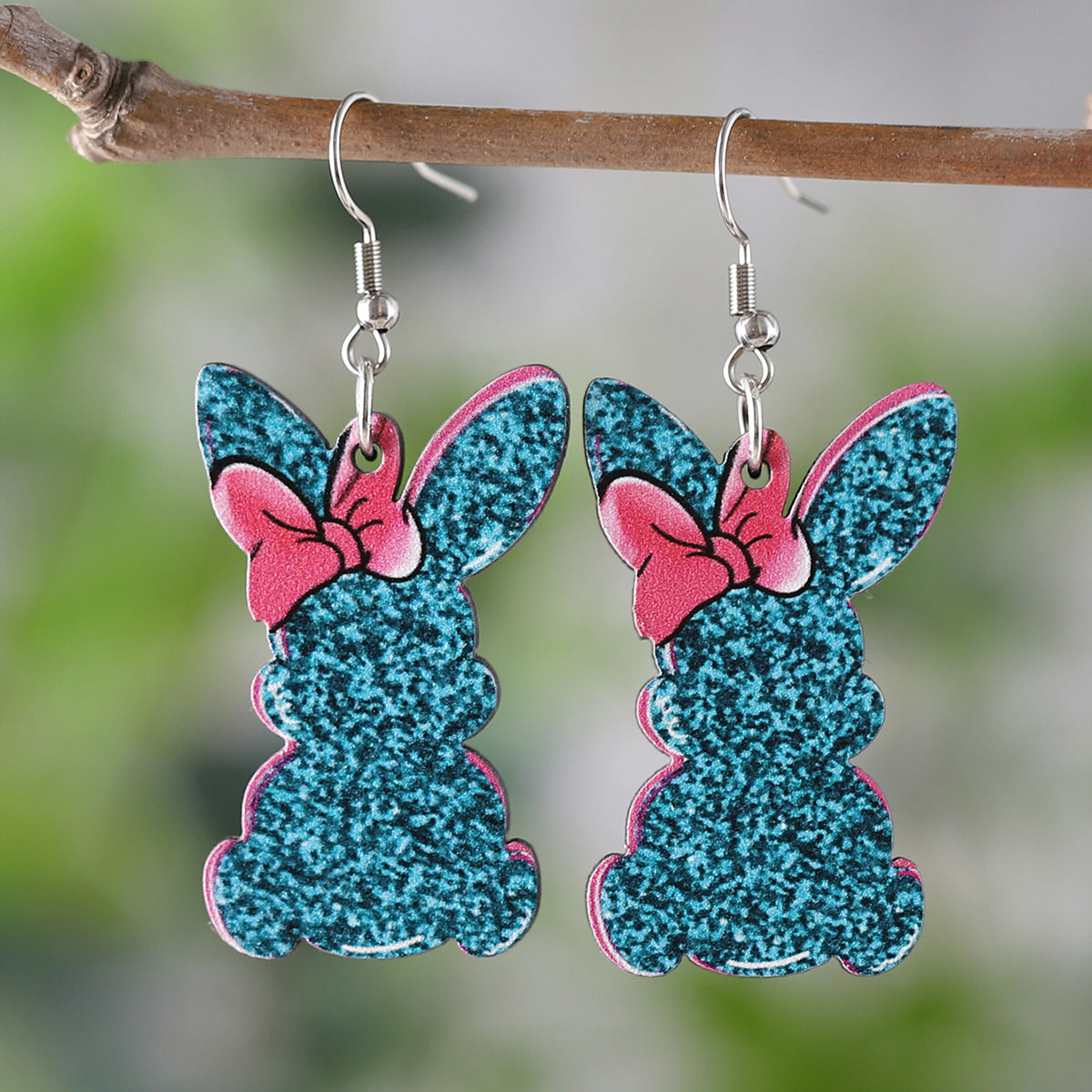 Polka Dot Bunny Leopard Print Camouflage Bow Earrings