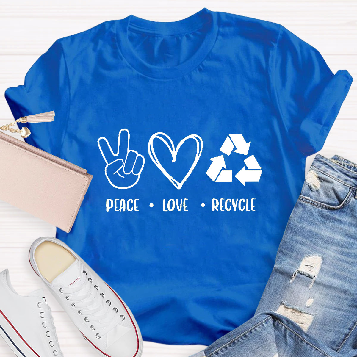 Peace Love Recycle Earth Day T-Shirt