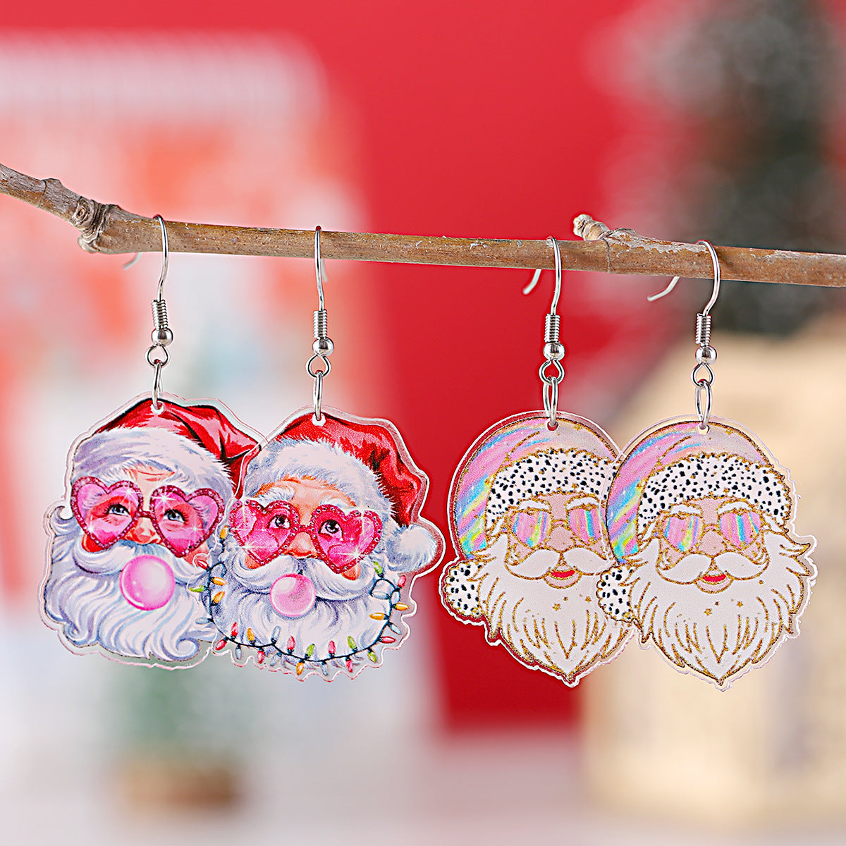 Love Heart Sunglasses Funny Leopard Print Santa Claus Pendant