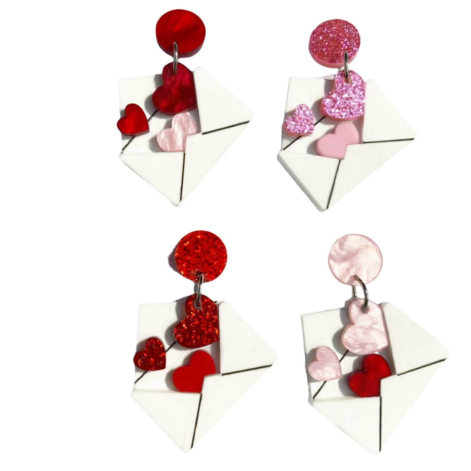 Red Heart-Shaped Envelope Earrings