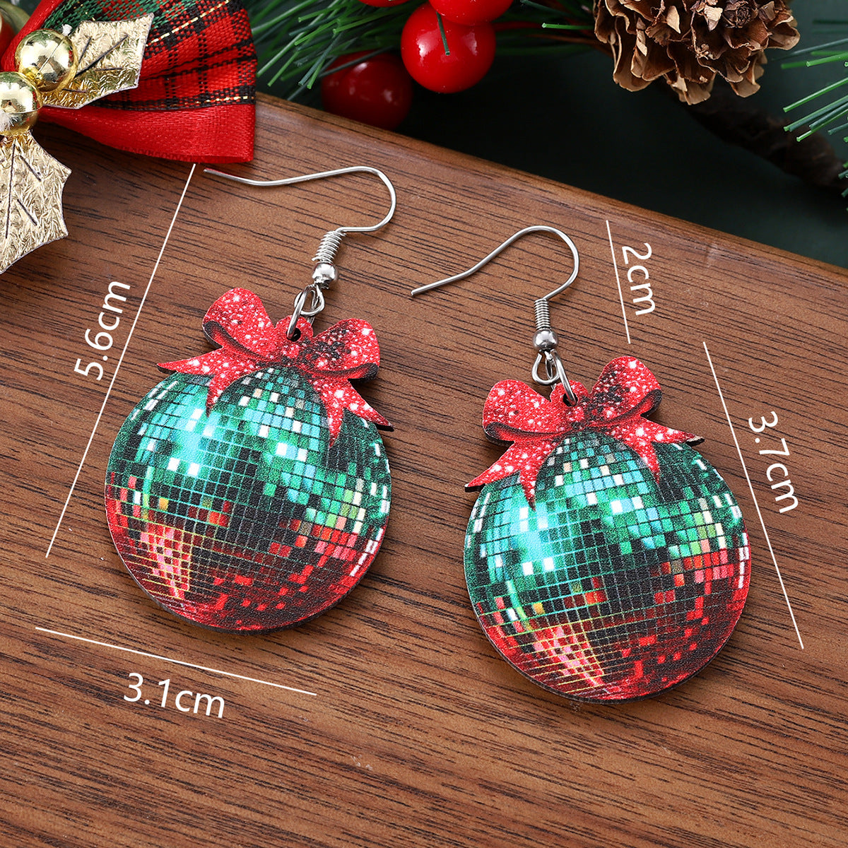 Bow Traffic Light Ball Pendant Earrings