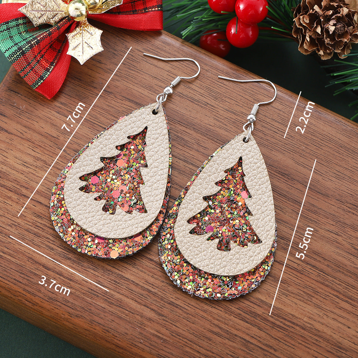 Christmas Hollow Christmas Tree Sequined Water Drop Pendant