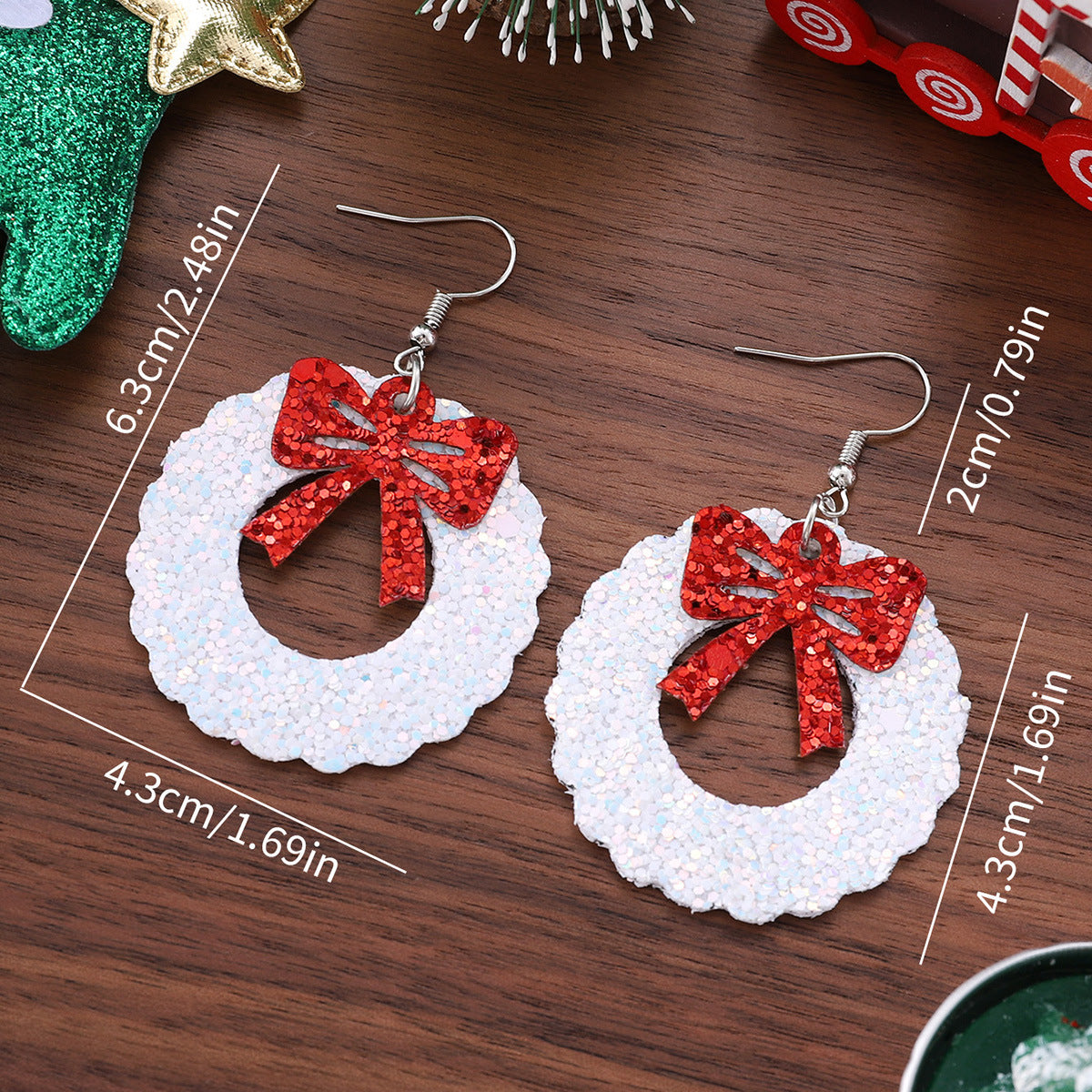 Sequin Bow Christmas Wreath Pendant