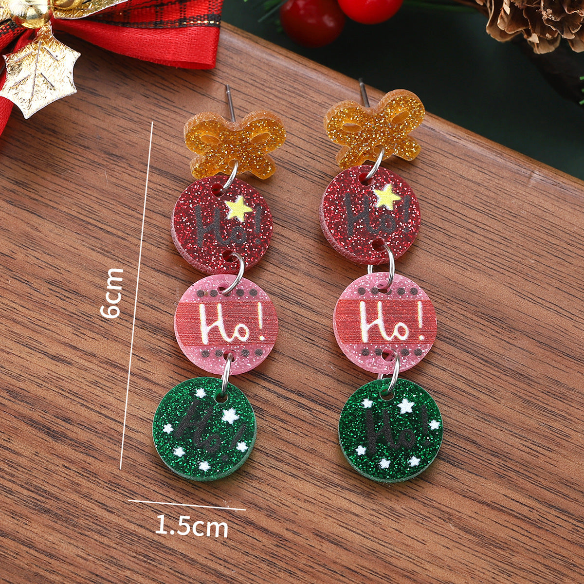 Star Bow Round Sequin Drop Earrings