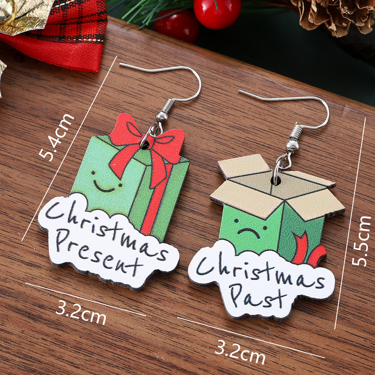 Christmas Gift Box Creative Pendant Earrings