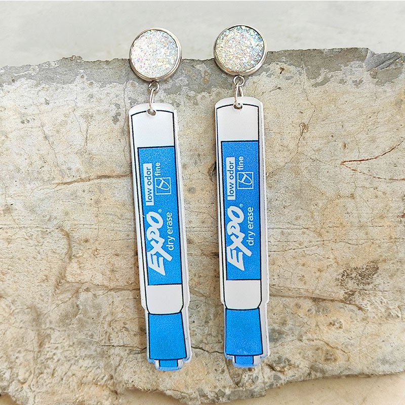 Colorful Whiteboard Pen Earrings
