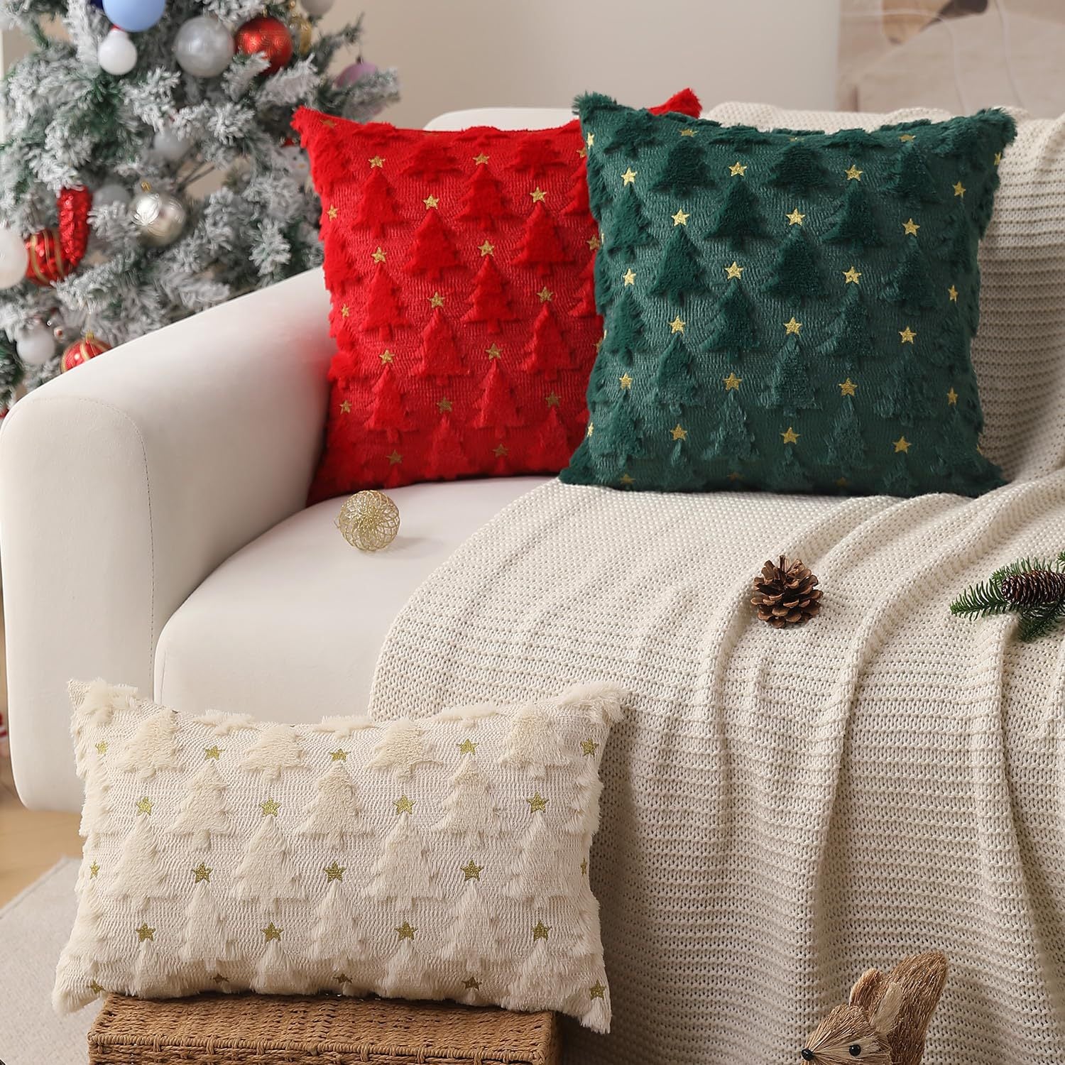 Christmas Pillow Solid Color Quilted Plush Pillowcase