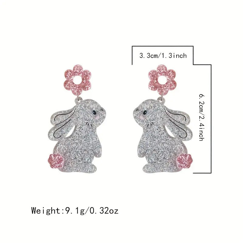 Easter Super Sparkling Silver Bunny Earrings
