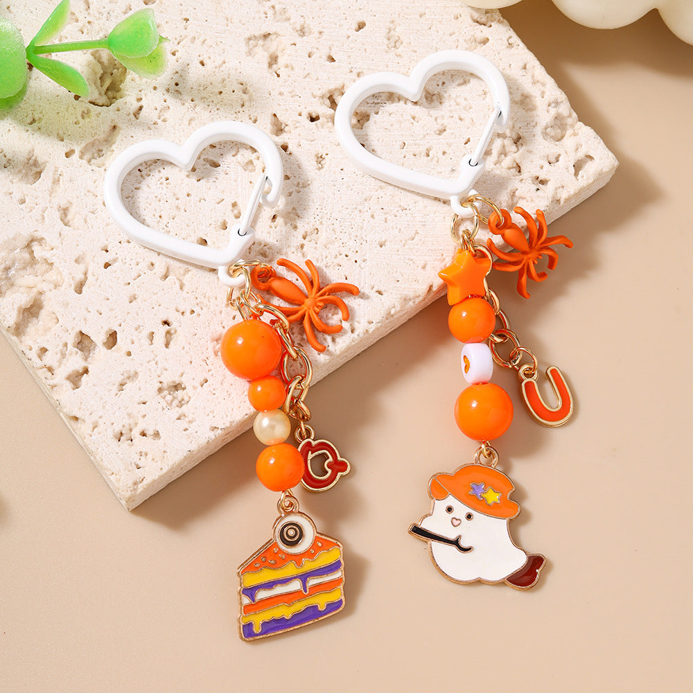Halloween Letter Spider Eye Cake Ghost Keychain