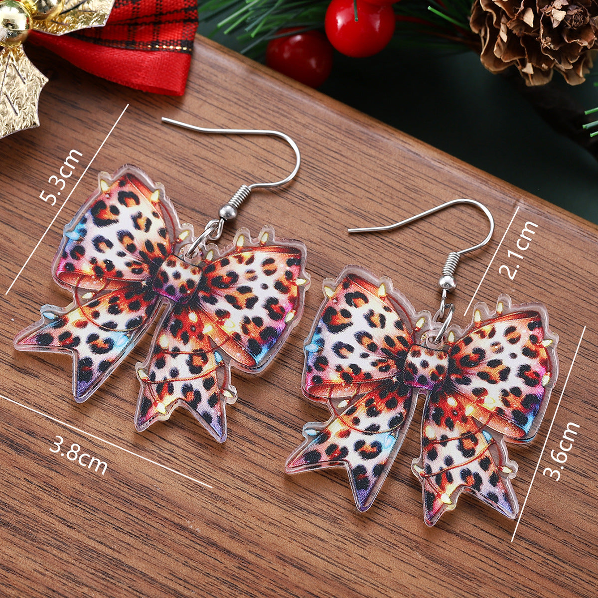 Illuminated Leopard Print Bow Drop Earrings