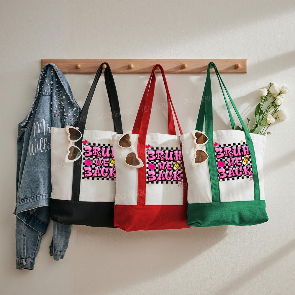 Bruh We Back  Color-blocked Canvas Bag